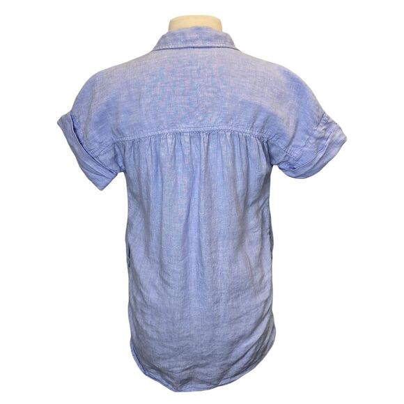Baird McNutt J Crew Womens S Irish Linen Short Sleeve Mini Shirtdress Light Blue - Picture 12 of 16